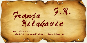 Franjo Milaković vizit kartica